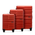 Zestaw walizek z polikarbonu w poziome pasy czerwony 56-3P-58S-30