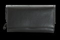 Čierna dámska listová kožená peňaženka s poklopom 511-2120-60