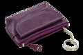 Fialová kožená kľúčenka so zipsovým a poklopovým vreckom 619-0369-76