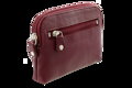 Väčšia burgundy kožená dvojzipsová kľúčenka 619-8104-34