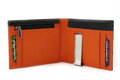 Čiernooranžová pánska kožená dolárovka s klipom 519-1811-60/84
