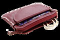 Burgundy kožená kľúčenka so zipsovým a poklopovým vreckom 619-0365-34