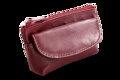 Burgundy kožená kľúčenka so zipsovým a poklopovým vreckom 619-0369-34