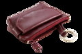 Burgundy kožená kľúčenka so zipsovým a poklopovým vreckom 619-0369-34
