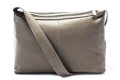 Hnedošedá kožená dvojzipsová kabelka so širokým popruhom 212-4003-26