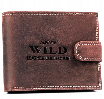 Veľká pánska peňaženka z prírodnej kože so zapínaním na cvok - Always Wild
