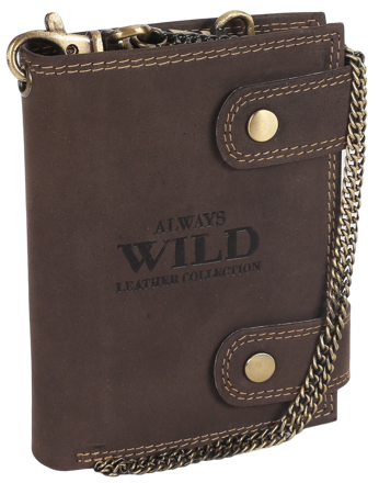 Atraktívna pánska kožená peňaženka s mosadznou retiazkou - Always Wild