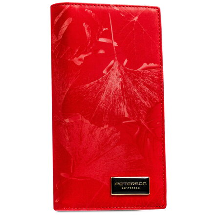 Duży, czerwony, pionowy portfel damski zamykany na magnes i suwak - Peterson