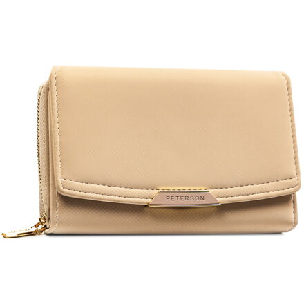 Beżowy portfel damski ze skóry ekologicznej w orientacji poziomej - Peterson