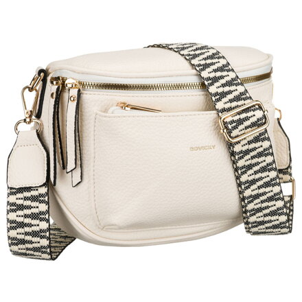 Listonoszka damska ze skóry ekologicznej w białym kolorze zawieszona na regulowanym pasku - Rovicky