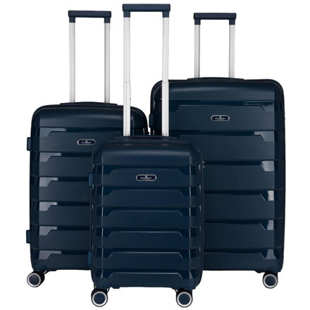 Zestaw walizek w granatowym kolorze wykonanych z polipropylenu - Peterson