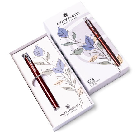 Długopis metalowy w czerwono-srebrnym kolorze z czarnym wkładem - Peterson