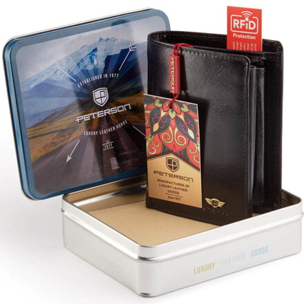 Pánska kožená peňaženka s vreckom na osvedčenie o evidencii - Peterson