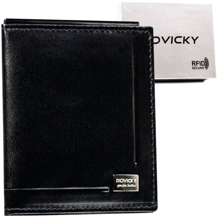 Pánske čierne puzdro na bankovky z pravej kože - Rovicky