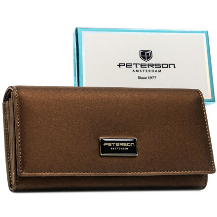 Hnedá dámska peňaženka z pravej a eko kože s RFID - Peterson