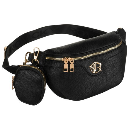 Praktyczna saszetka damska ze skóry ekologicznej w czarnym kolorze - Rovicky