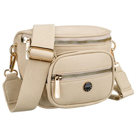 Saszetka damska w beżowym kolorze wykonana ze skóry ekologicznej, zamykana suwakiem - Peterson