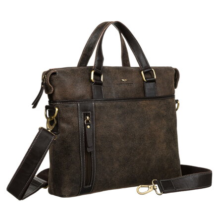 Kožená hnedá pánska taška na doklady s priestorom na laptop - Peterson