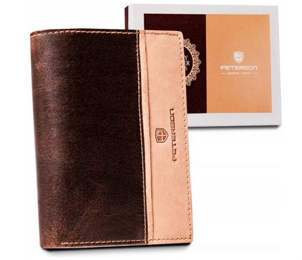 Veľká, dvojfarebná pánska peňaženka z prírodnej kože - Peterson