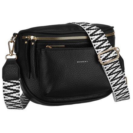 Czarna listonoszka damska ze skóry ekologicznej zawieszona na regulowanym pasku - Rovicky