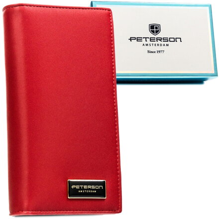 Červená dámska peňaženka z pravej a eko kože s magnetickým a zipsovým zapínaním - Peterson