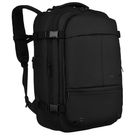 Priestranný cestovný ruksak v čiernej farbe s vákuovou komorou a priehradkou na laptop - Peterson