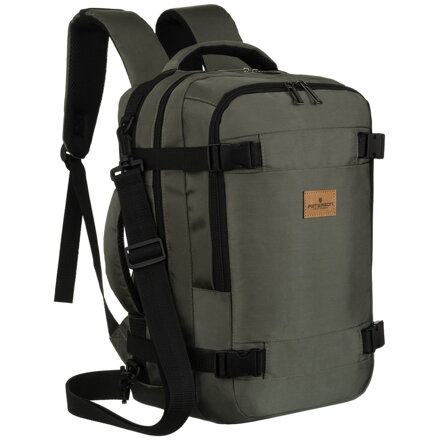 Szary plecak podróżny zawieszony na oddychających szelkach, zamykany suwakiem - Peterson