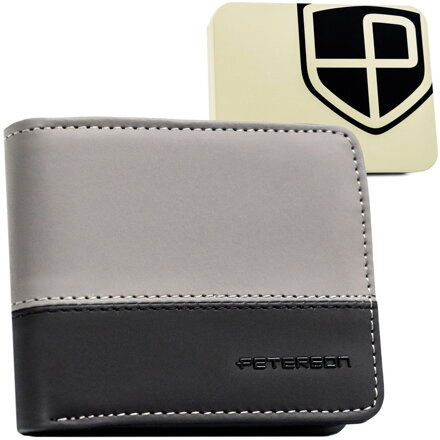Čierno-sivá pánska peňaženka na šírku bez vonkajšieho zapínania - Peterson