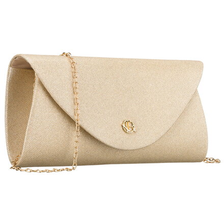 Złota, brokatowa kopertówka damska wykonana z tkaniny syntetycznej - Rovicky