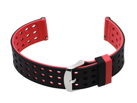 Gumový remienok na hodinky U12 - black/red - 22mm