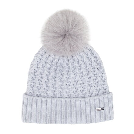 Czapka damska o splocie w drobny wzór szara 101-HF-105-8