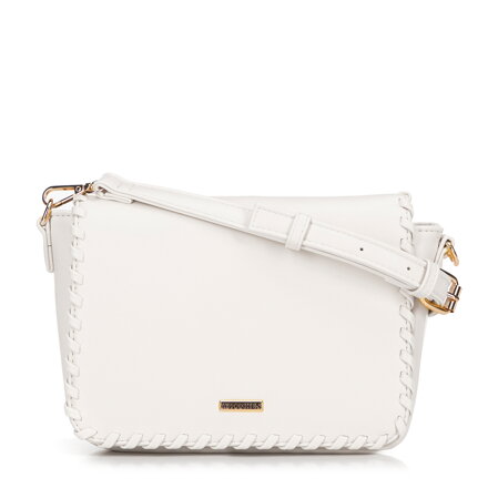 Dámska crossbody kabelka s prišitou klopou, krémová 100-4Y-235-0