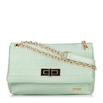 Dámska zapletená crossbody kabelka na retiazke zelená 100-4Y-414-Z