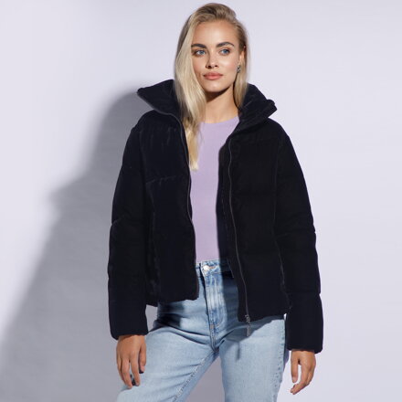 Damska kurtka z weluru pikowana ciemny granat 95-9D-404-N