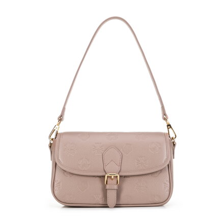 Dámska malá kožená monogramová kabelka ružová 99-4E-615-P