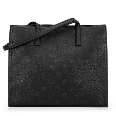 Damska shopperka z ekoskóry w tłoczoną sygnaturę czarna 101-4Y-P04-1