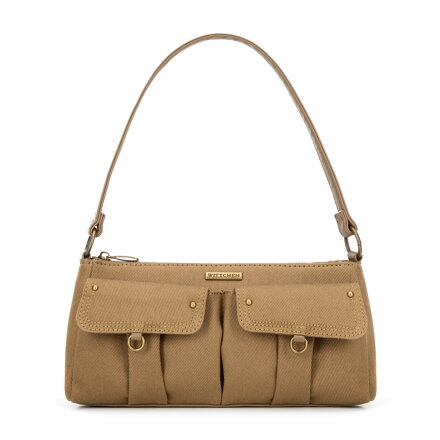Dámska kabelka cez rameno s vreckami, khaki 100-4Y-439-Z