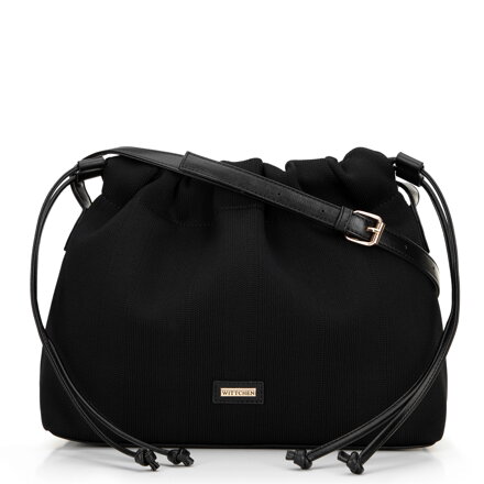 Dámska kabelka so sťahovacími šnúrkami čierna 100-4Y-402-1