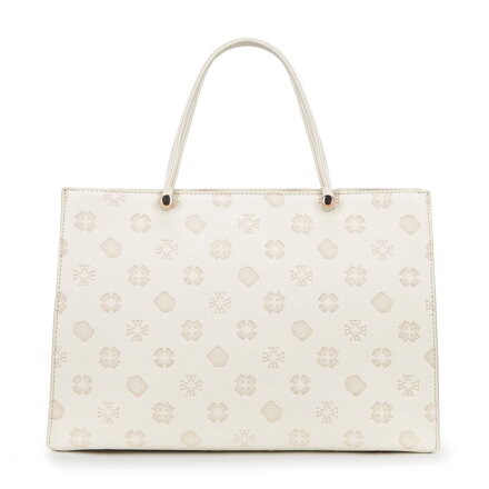 Damski kuferek z imitacji skóry w tłoczoną sygnaturę kremowy 101-4Y-P02-0