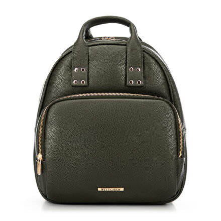 Dámsky batoh z ekokože a rúčok, zelený 100-4Y-002-Z