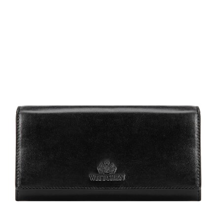 Dámska kožená peňaženka s prešívaním čierna 14-1-052-LG1