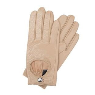 Damskie rękawiczki skórzane samochodowe klasyczne beżowe 46-6A-002-9