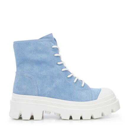 Damskie trapery z nubuku niebieskie 96-D-961-N