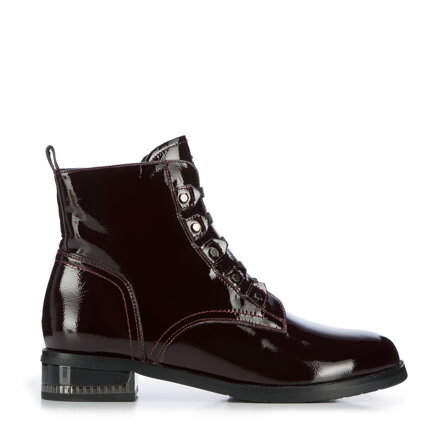 Damskie trzewiki skórzane z gumkami bordowe 95-D-523-3