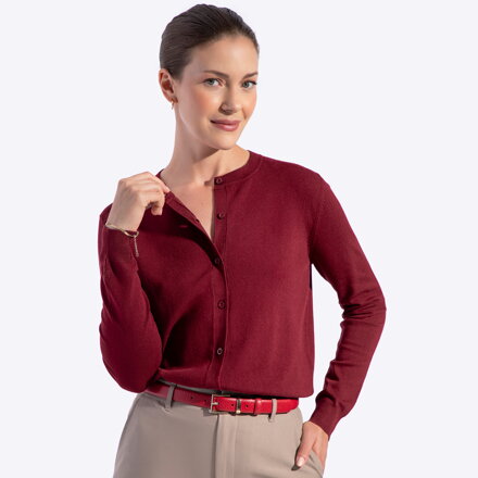 Kardigan damski z wiskozy i nylonu bordowy 29-99-003-3