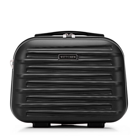 Kosmetyczka z ABS-u w poziome tłoczenie czarna 56-3A-004-11