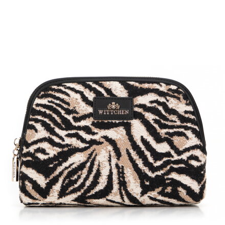 Damska kosmetyczka żakardowa wzorzysta czarno - brązowy 99-4E-504-X7