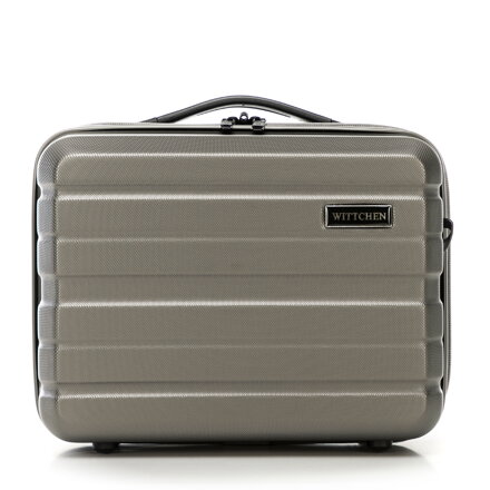 Kosmetyczka podróżna z ABS-u w poziome pasy szampańska 56-3A-104-86