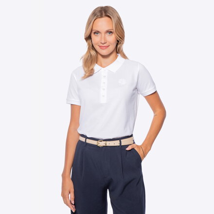 Koszulka polo damska z bawełny biała D0-99-101-0