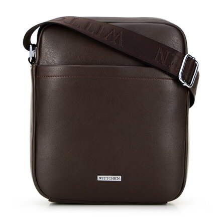 Pánska obdĺžniková kabelka cez rameno z ekokože hnedá 29-4P-007-4